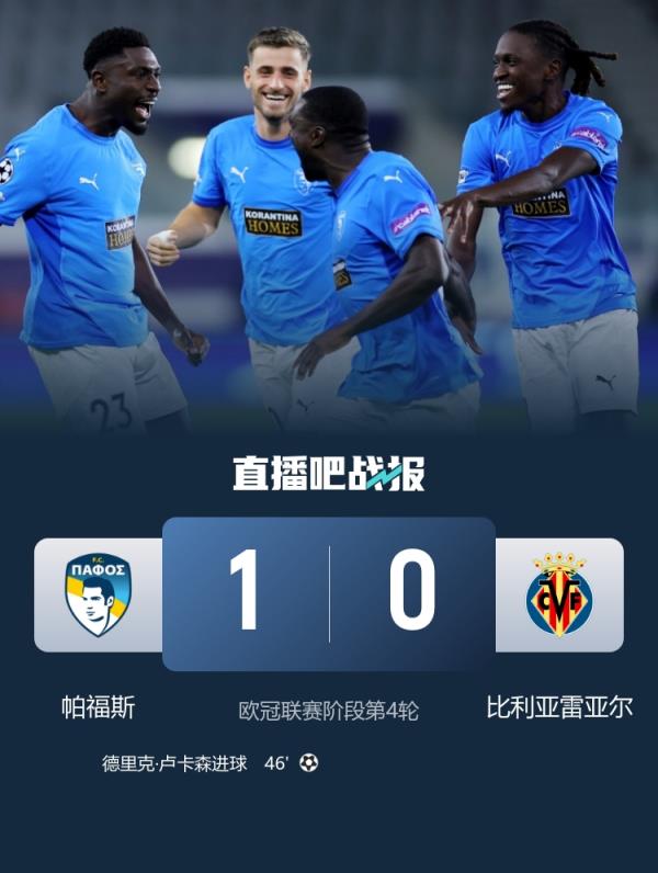 这是西甲第3？黄潜成帕福斯欧冠首胜背景板 首发身价是对方14倍